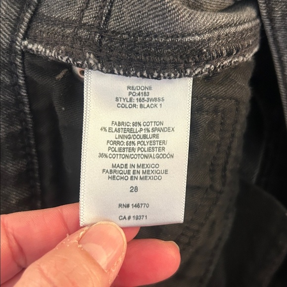 Re/Done Black Wash Button Fly Distressed Hem Skinny High Rise Jeans Size 28 - Picture 8 of 9